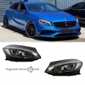 Μπροστινά Φανάρια Set Για Mercedes-Benz A-Class W176 12-18 Xenon Upgrade Σε Facelift Look Μαύρα Full Led DRL Με Μοτέρ Carner - Headlights - Xenon - Bulbs